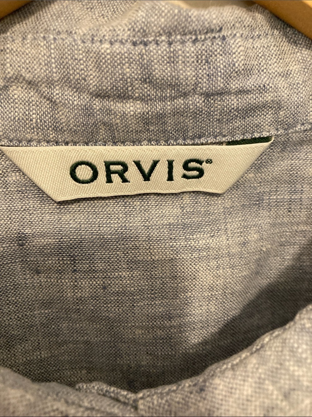 Orvis women’s linen blend Short-Sleeve Button-Down in Heathered Blue XL - Picture 3 of 6